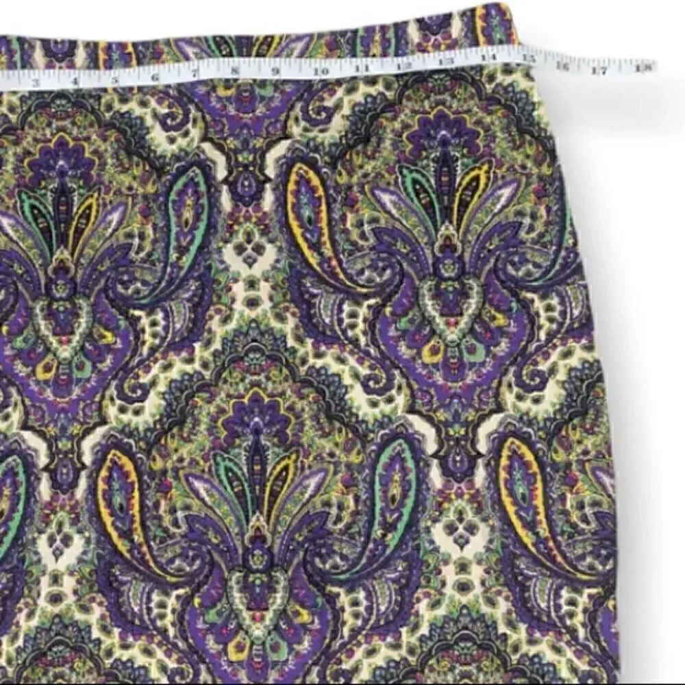 SK17041- J. CREW Women's NO.2 Cotton Pencil Skirt Pocket Multicolor Paisley
